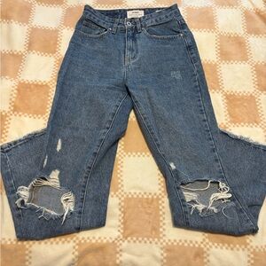 Cotton On High Rise Distressed Blue Jeans